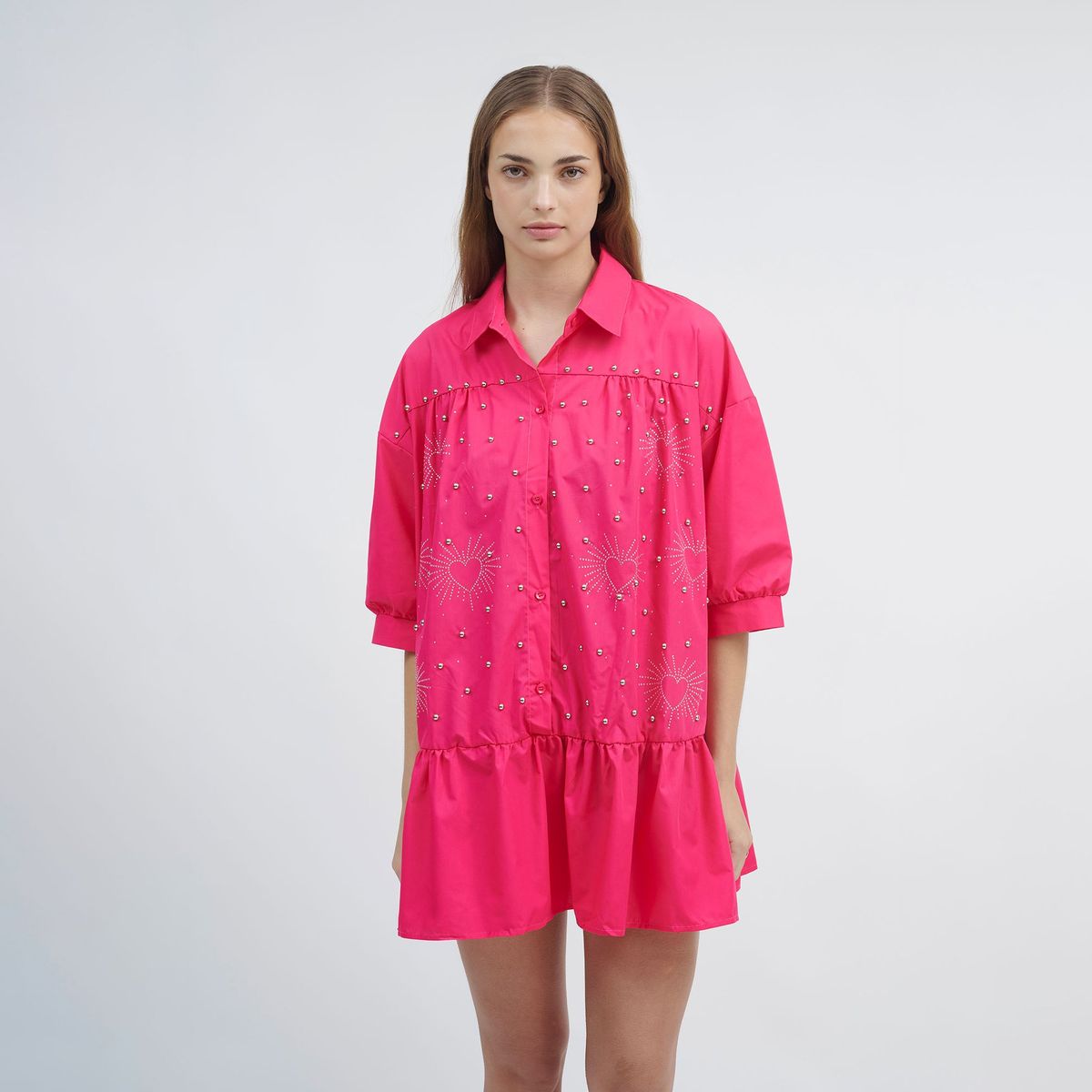 GUINDA - Vestido de Silueta Globo con Manga 34 Mystic - GUINDA