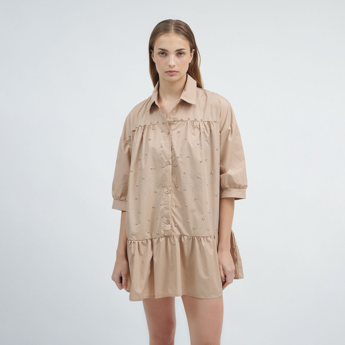 GUINDA - Vestido de Silueta Globo con Manga 34 Mystic - GUINDA