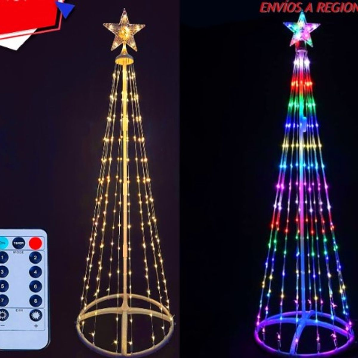 GENERICO - Arbol Cono Led Con Control 8 Modos - Enchufe USB Navidad Multicolor