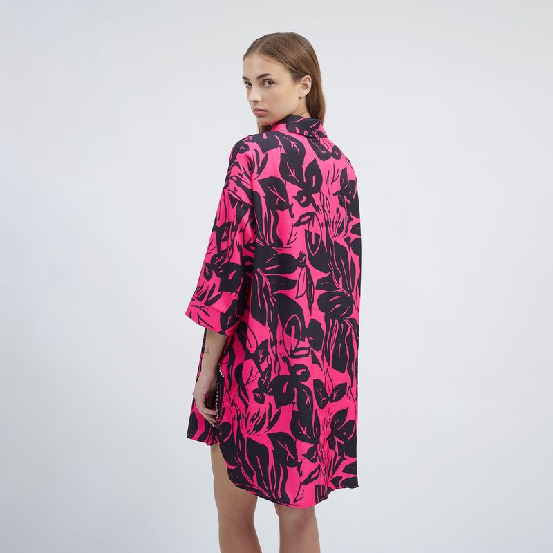 GUINDA - Vestido con Detalle en Tachas y Manga 34 Ankara - GUINDA.-