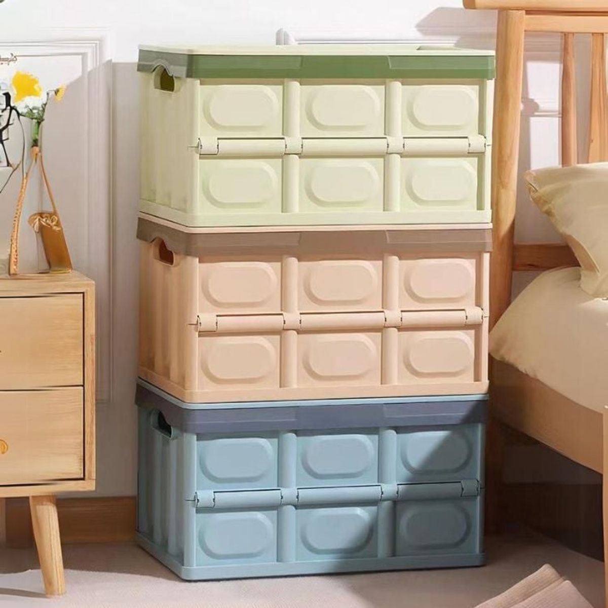 CRUSEC - Caja De Almacenamiento Plegable De Plastico Organizador - Caqui