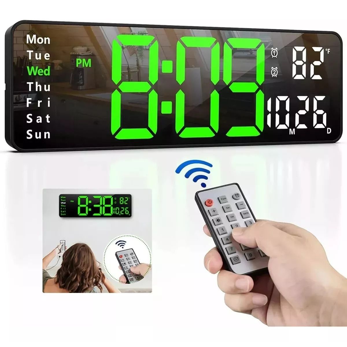 GENERICO - Reloj De Pared Digital Decorativo Led Pantalla Grande