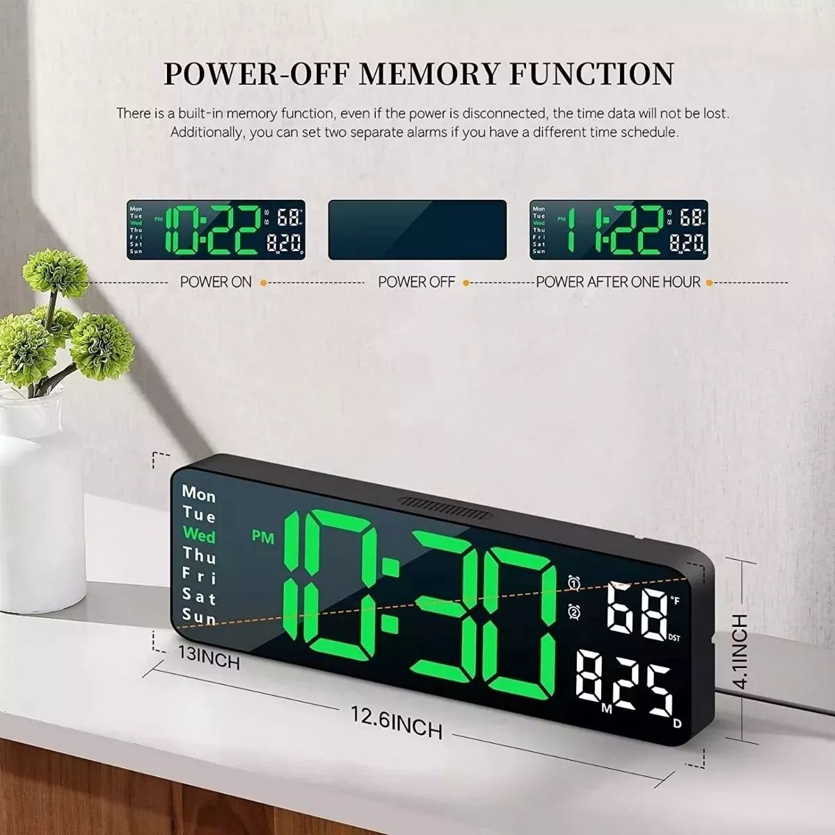 GENERICO - Reloj De Pared Digital Decorativo Led Pantalla Grande