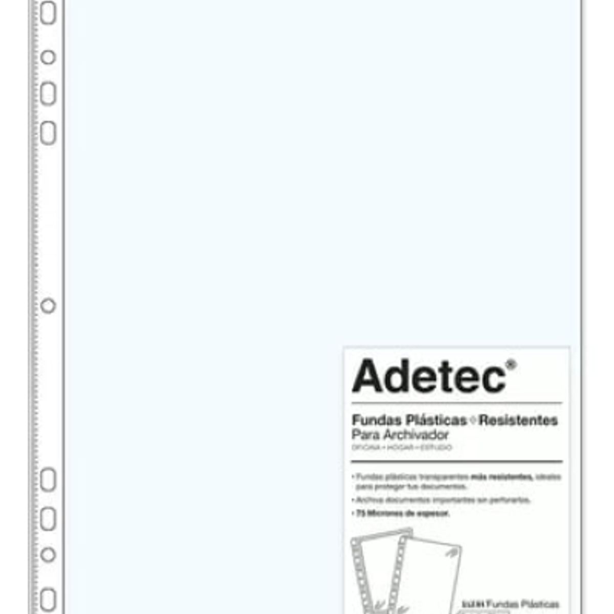 ADETEC - Funda Resistente Para Archivador Oficio Blanco 10 Unidades