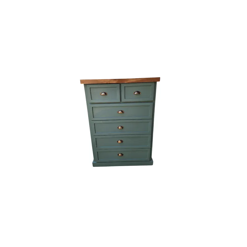CASAHOGGAR - Comoda Rustica Crotona 6 Bicolor Verde
