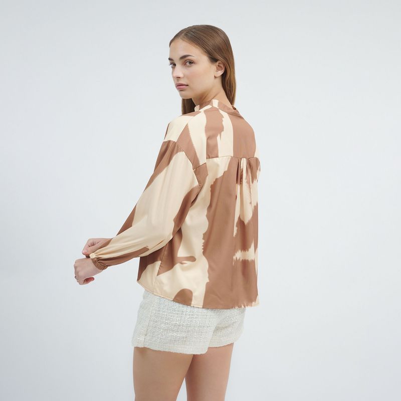 GUINDA - Blusa con Cuello Corto en V Lizzy - GUINDA