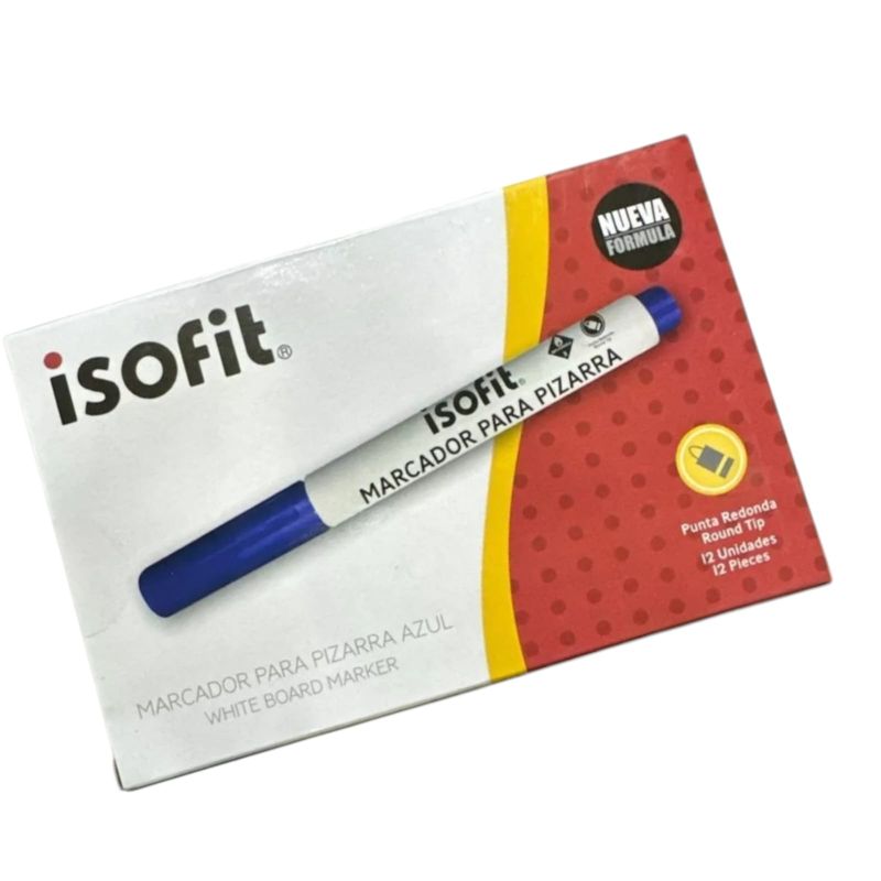 GENERICO - Marcador De Pizarra Punta Gruesa Caja X 12U Isofit AZUL