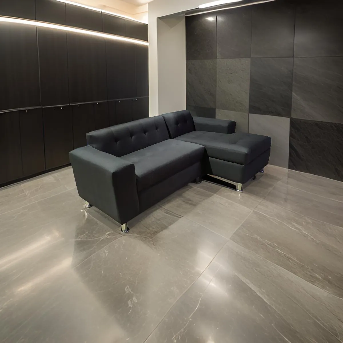 MUEBLES NEW - SECCIONAL MILAN DERECHO NEGRO LINO.