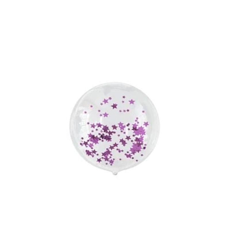 GENERICO - Globo Burbuja Confeti Estrella Color Morado 45cm