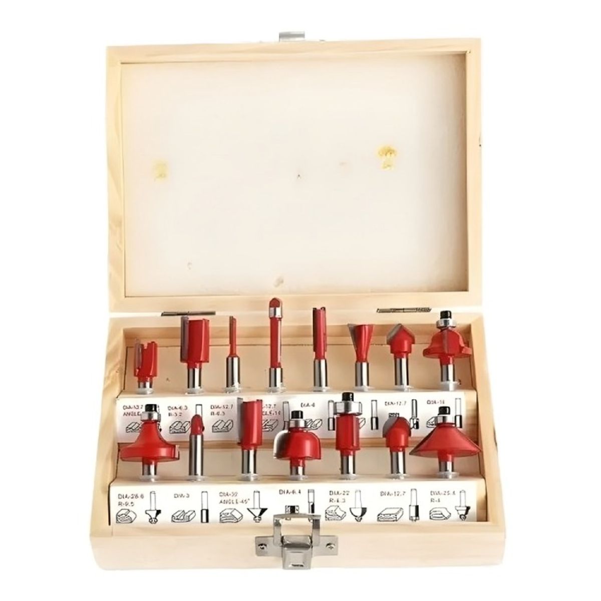 OEM - Brocas Fresas Madera Router 15 Pcs 6.35mm 1/4