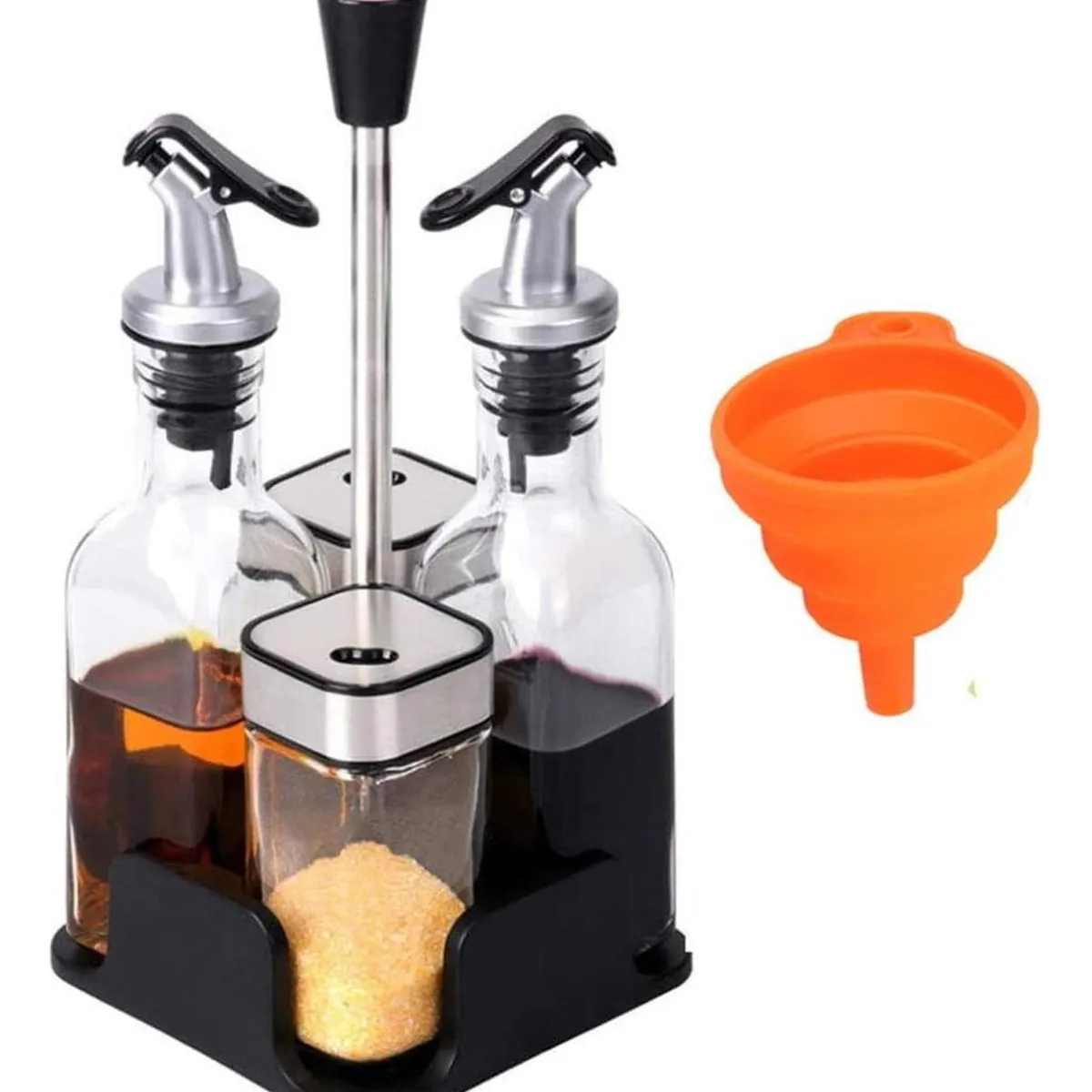 IMPORTCLICK - Set Alcuza Dispensador 4 Piezas Vidrio 100 ML