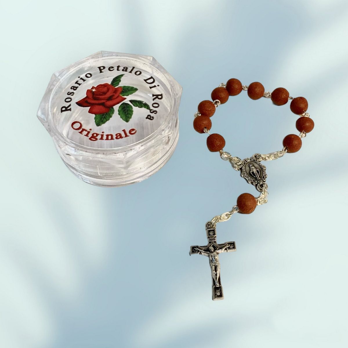 GENERICO - Denario Religioso Italiano con Genuino Pétalo de Rosa