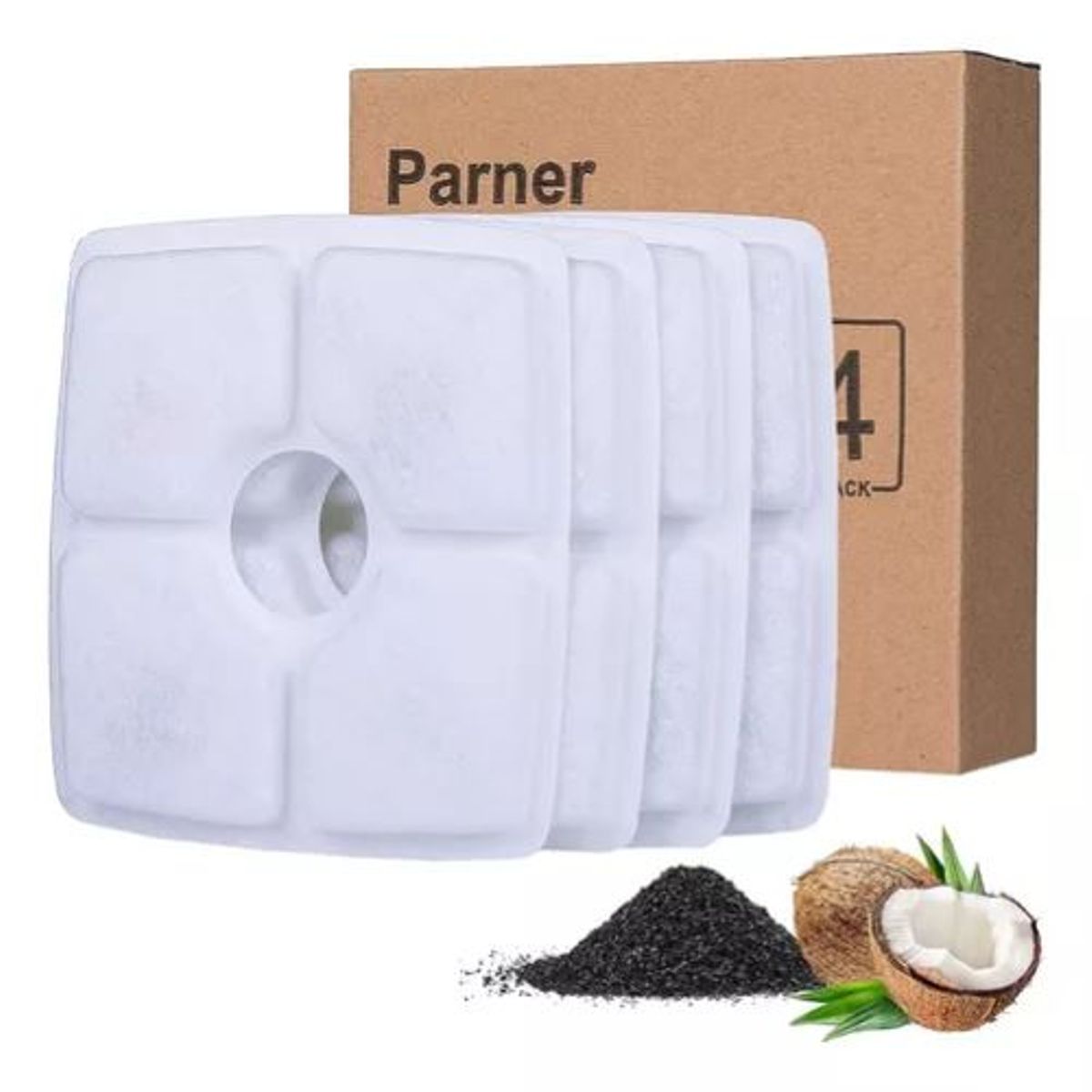 GENERICO - Pack De 4 Filtros De Fuente De Agua Para Mascotas Cuadrada