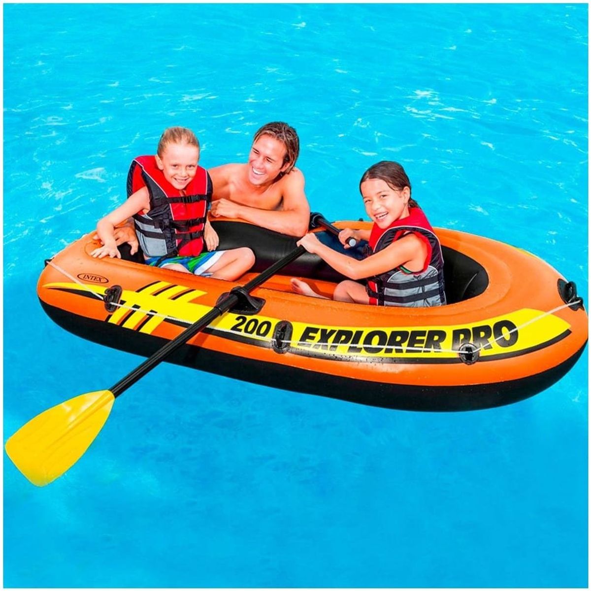 INTEX - Bote Inflable INTEX Explorer Pro 200 Remos + Inflador