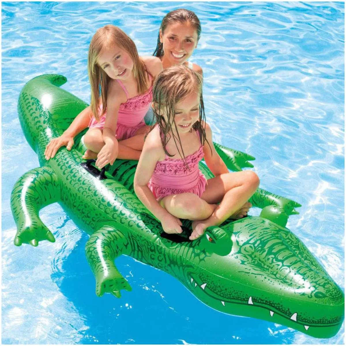 INTEX - Flotador Cocodrilo Inflable Gigante INTEX 4 Asas, 203x114 cm