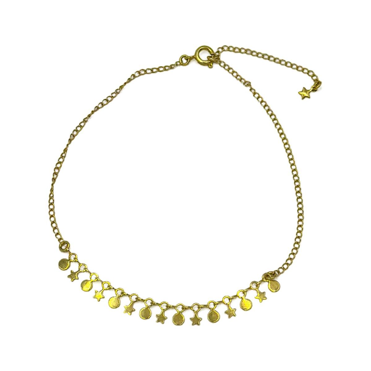 GENERICO - Tobillera Estrellas Circulos Planos Juvenil Enchapado Oro