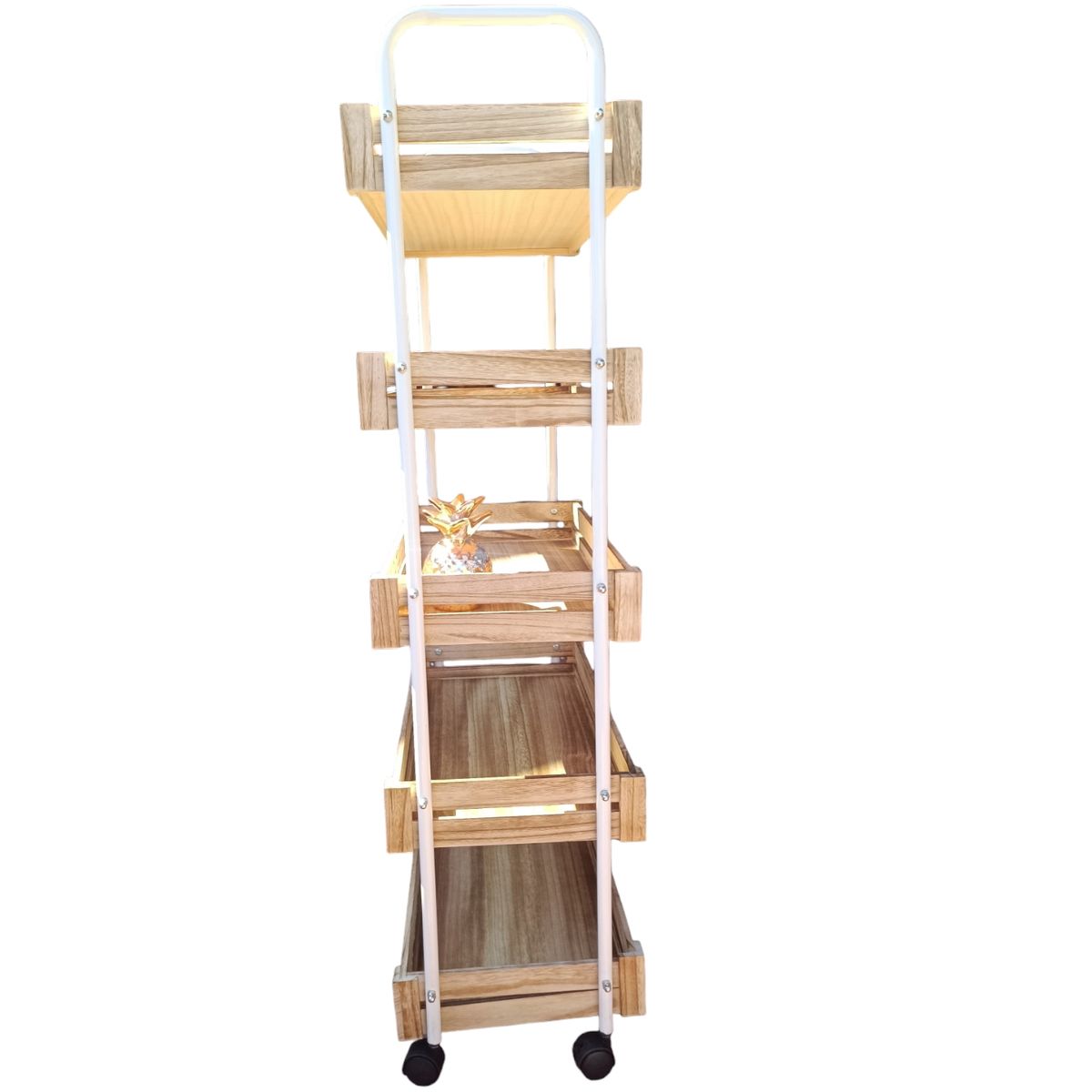 GENERICO - ESTANTE MADERA 5 NIVELES CON RUEDAS