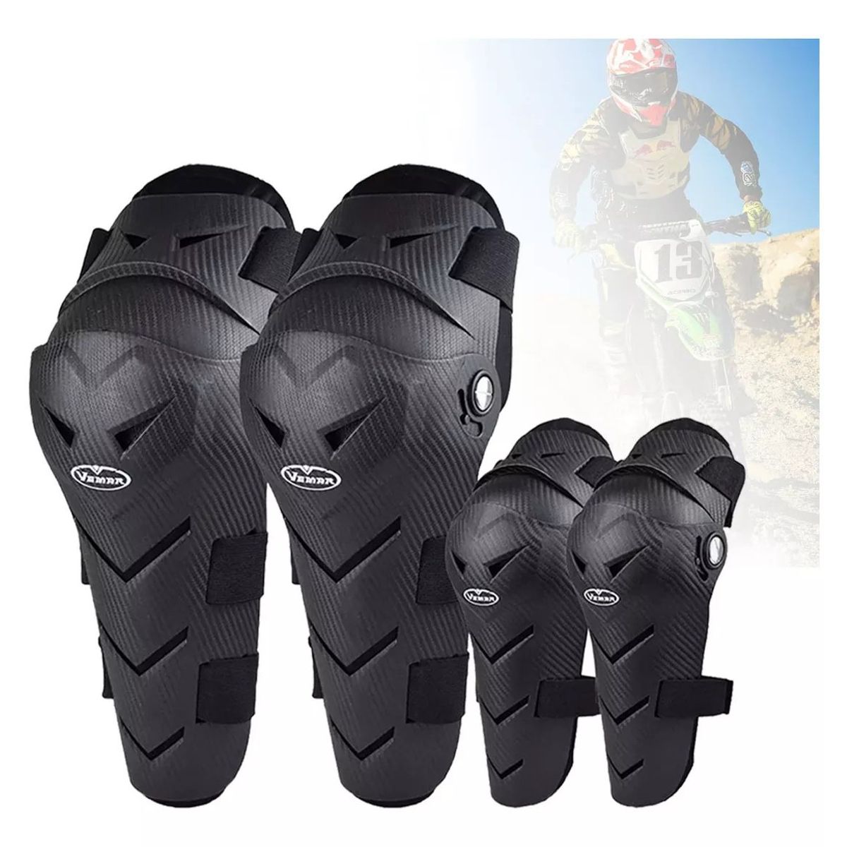 KUANGYE - Par De Rodilleras Y Coderas Motociclista Protección