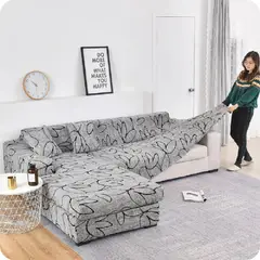 GENERICO - FUNDA TIPO L MODULAR 2 PIEZAS GRIS CON DISEÑO ROUSS