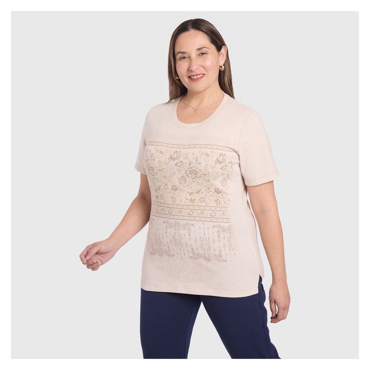 FASHION'S PARK - Polera Mujer Print Posicional Crudo Fashion's Park