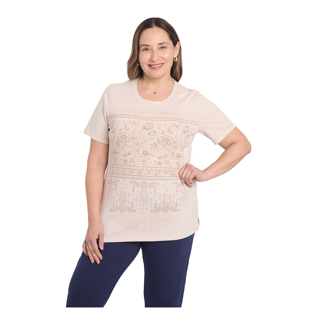 FASHION'S PARK - Polera Mujer Print Posicional Crudo Fashion's Park