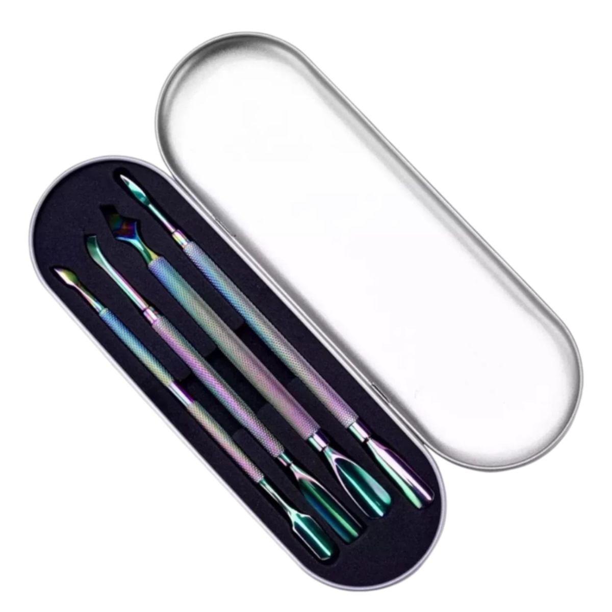 GENERICO - Set De Cuatro Repujadores De Cutículas Tornasol + Estuche