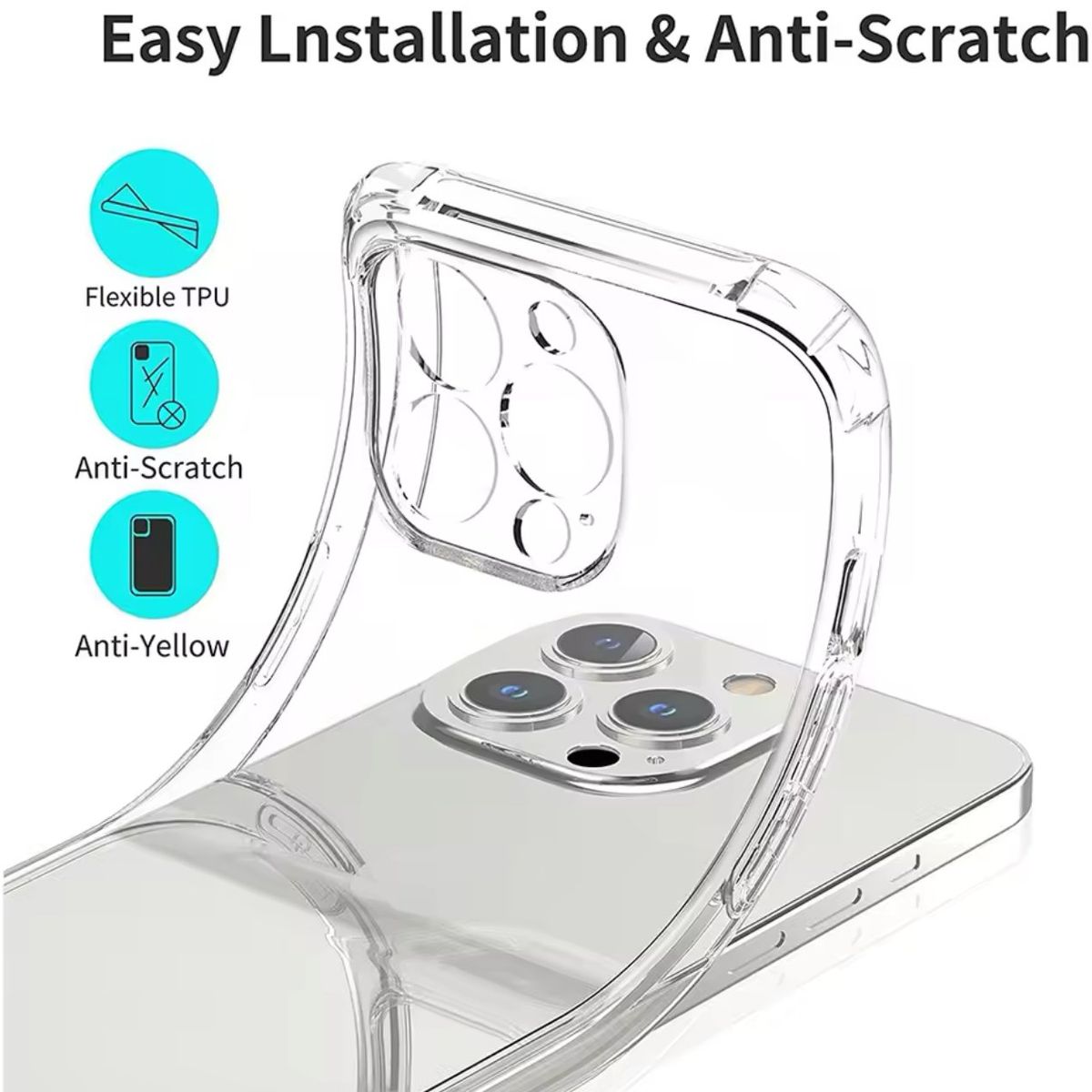 GENERICO - Carcasa Transparente Reforzada Para iPhone 16 Pro