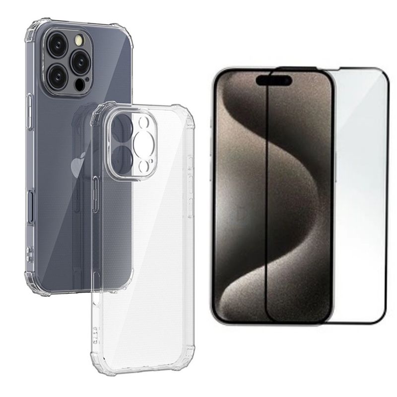 GENERICO - Carcasa Transparente Para iPhone 16 Pro + Lámina Vidrio