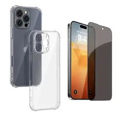 GENERICO - Carcasa Transparente Para iPhone 16 Pro + Lámina Privacidad