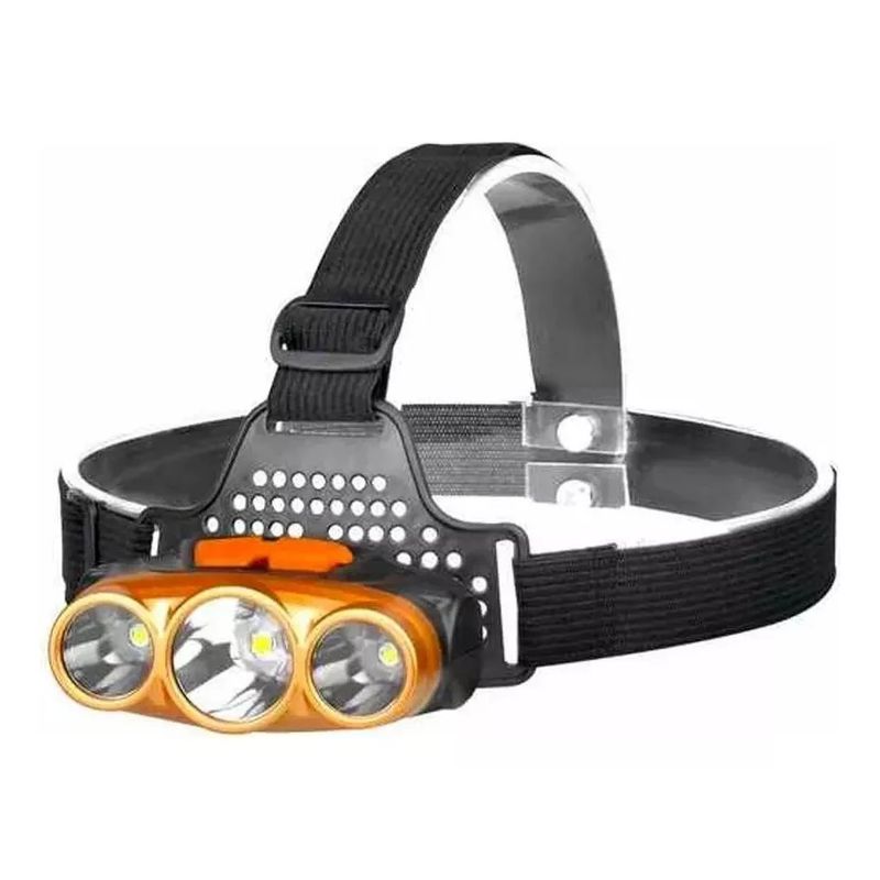 GENERICO - Linterna Para Cabeza Casco 3 Focos Recargable Potente