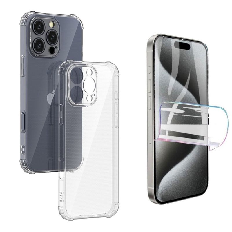 GENERICO - Carcasa Transparente Para iPhone 16 Pro + Lámina Hidrogel