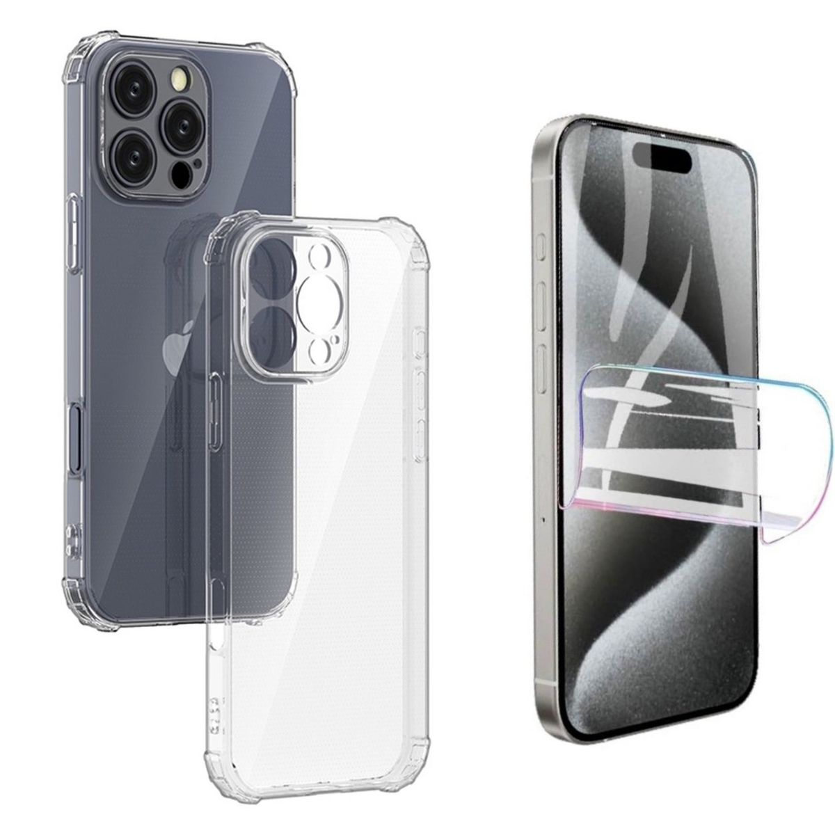 GENERICO - Carcasa Transparente Para iPhone 16 Pro Max + Lámina Hidrogel