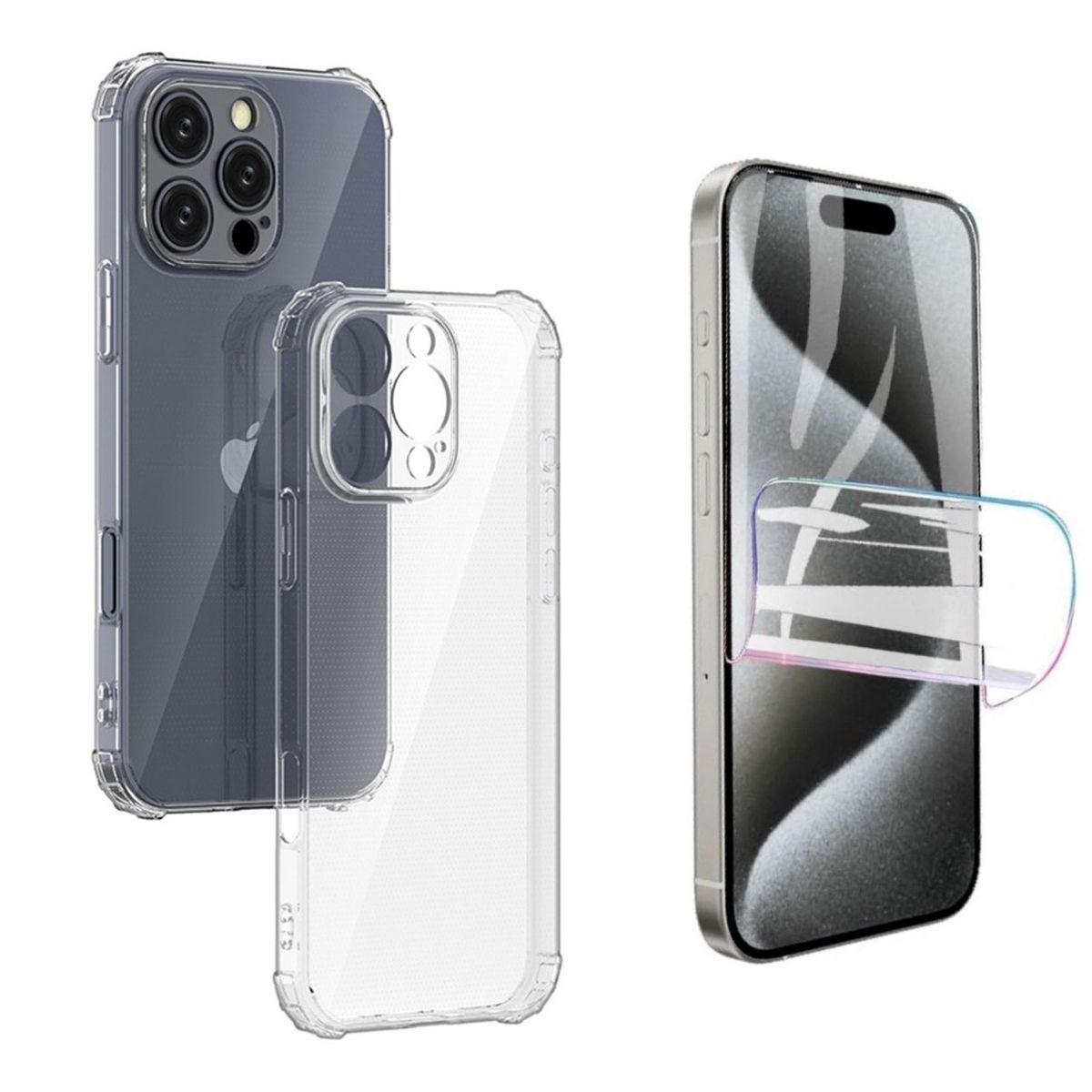 GENERICO - Carcasa Transparente Para iPhone 16 Pro Max + Lámina Hidrogel