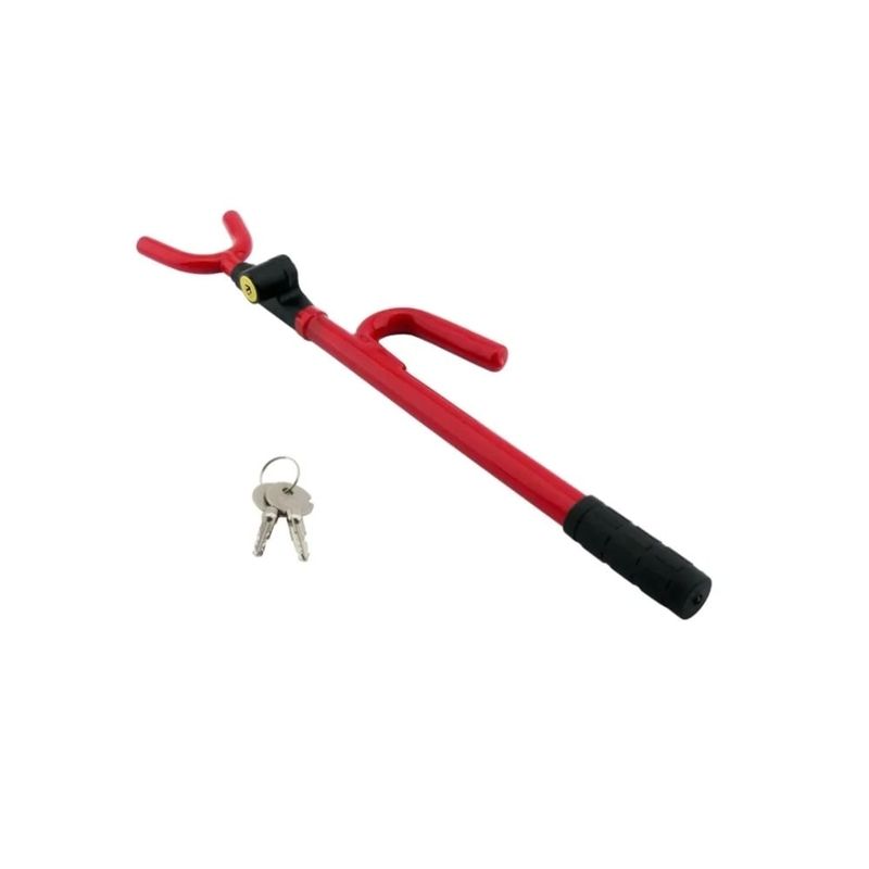 GENERICO - Traba Volante Reforzado Para Auto + 2 Llaves Rojo