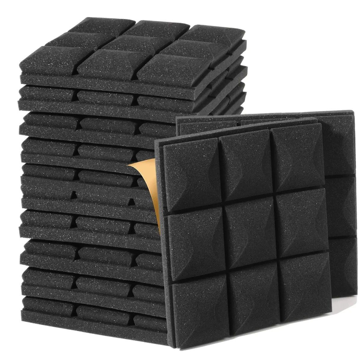 TROPIKA - Pack X12 Espuma Panel Acústico Rombo AutoAdhesivo Negro