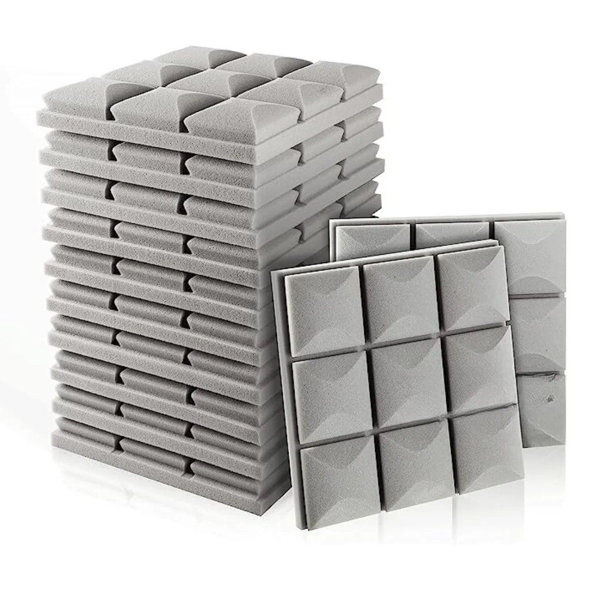 TROPIKA - Pack X12 Espuma Panel Acústico Rombo AutoAdhesivo Gris