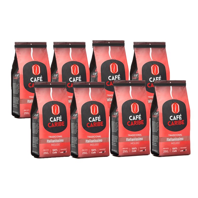 CAFE CARIBE - x8 Café Molido Italianissimo Tradicional - 2 kilos