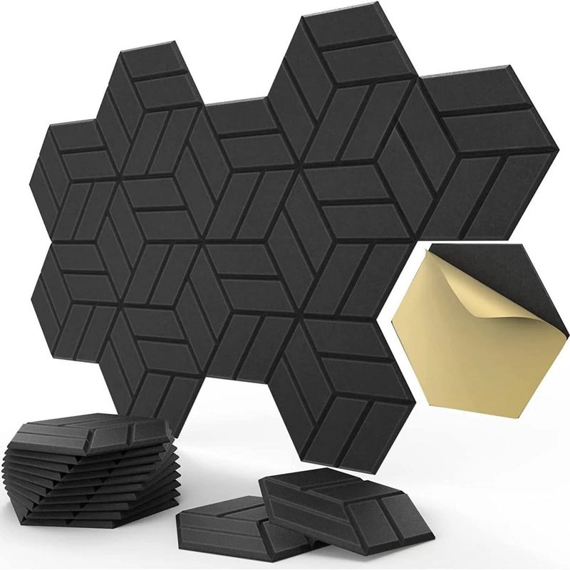 TROPIKA - Pack X12 Panel Acústico Hexagonal AutoAdhesivo Negro