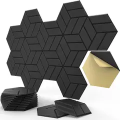TROPIKA - Pack X12 Panel Acústico Hexagonal AutoAdhesivo Negro