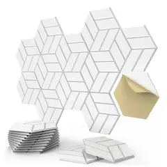 TROPIKA - Pack X12 Panel Acústico Hexagonal AutoAdhesivo Blanco