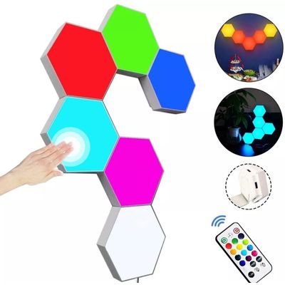 Imagen 2 del producto Set 6 Luces Hexagonales Led Rgb + Control Lampara