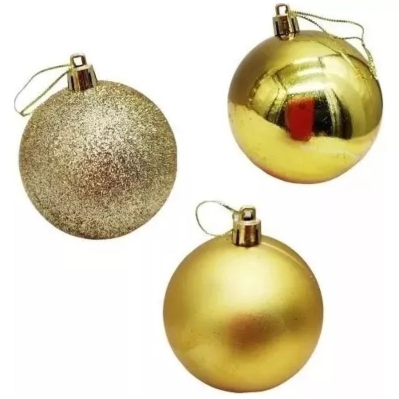 GENERICO - X8 Esferas Navideñas Bambalinas Esferas Navidad Decorar 8 Cm DORADO