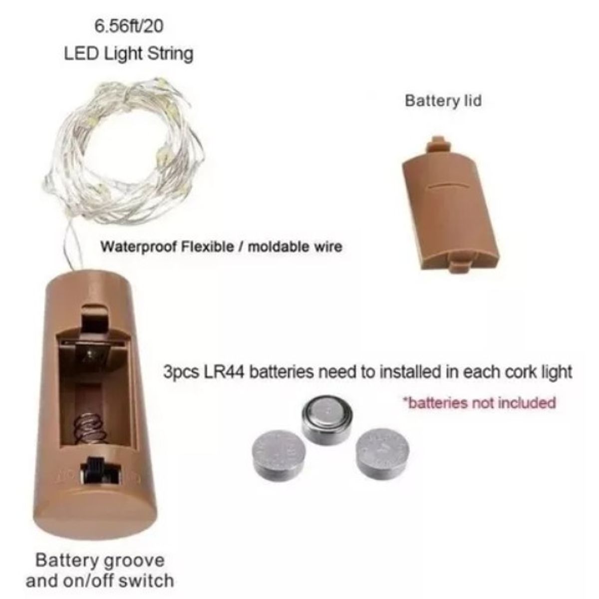 IRM - Luces Corcho Hada Alambre Micro Led Decoracion