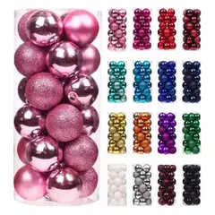 GENERICO - 20 Esferas Navideñas Bambalinas Esferas Navidad Decorar 7 Cm ROSA