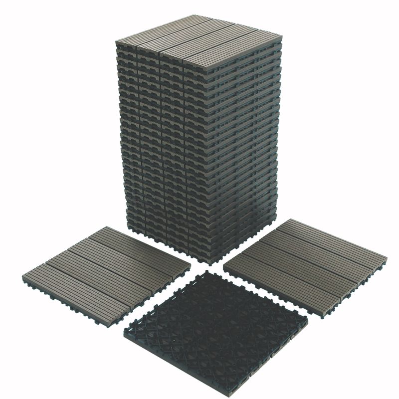 GENERICO - Piso Deck Terraza 30x30x2cm Grafito Lineal Pack x11 Palmetas 1m2