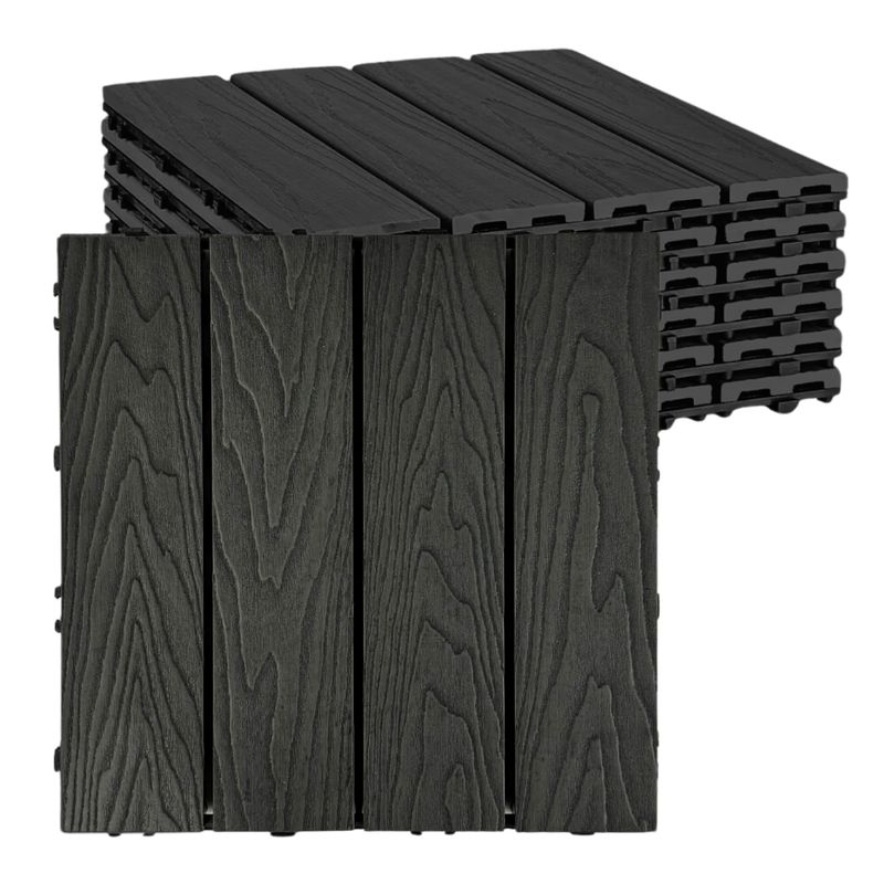GENERICO - Piso Deck Terraza 30x30x2cm Black Madera Pack x11 Palmetas 1m2