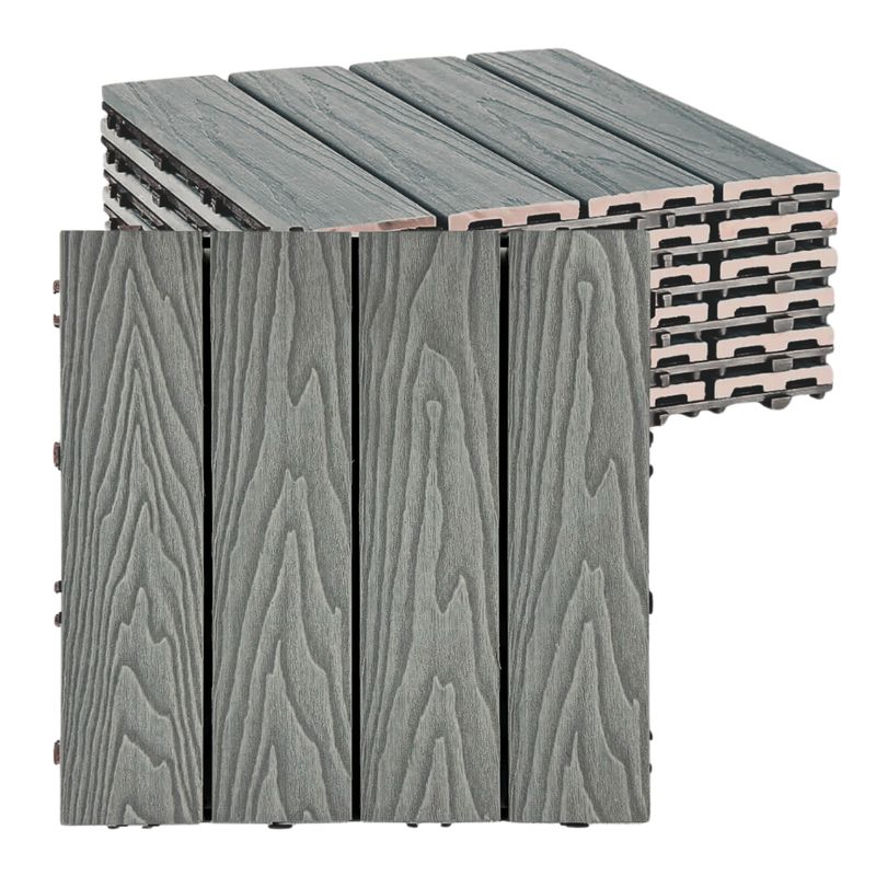 GENERICO - Piso Deck Terraza 30x30x2cm Gris Terminación Madera Pack x11 Palmetas 1m2