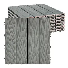 GENERICO - Piso Deck Terraza 30x30x2cm Gris Terminación Madera Pack x11 Palmetas 1m2