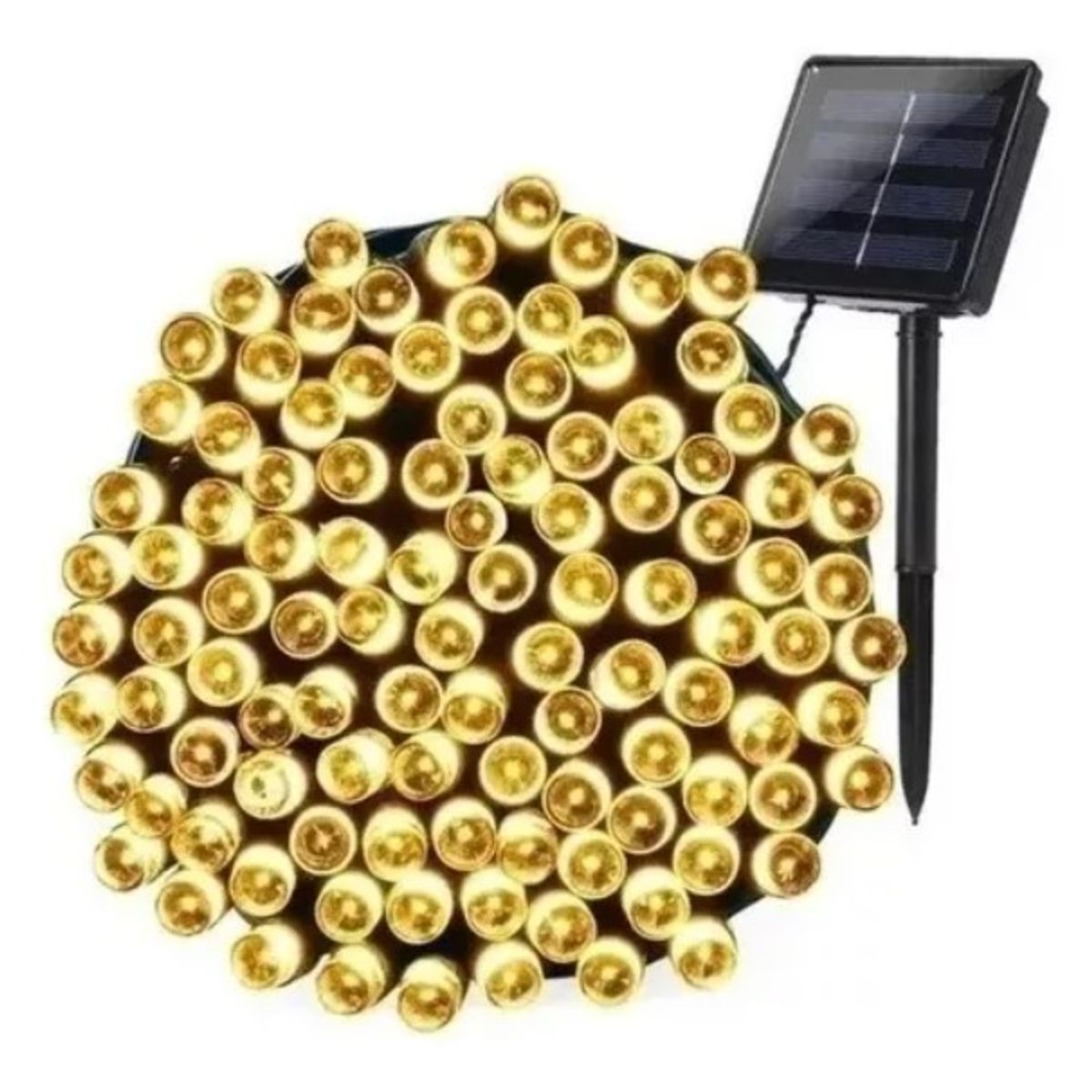 IRM - Luces 100 Led Guirnalda Solar Cálida 10 Metros Decoración