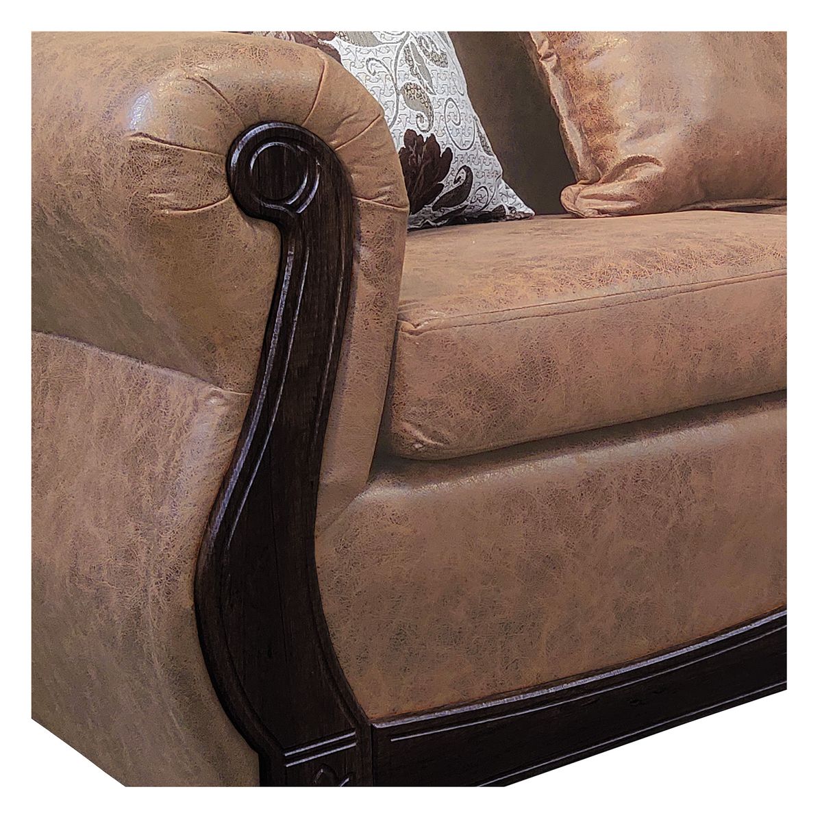 AMERICA DECORA - Living Con Resorte Estructural 9 Cuerpos 4+3+1+1 Grand Santi Envejecido Café Teja